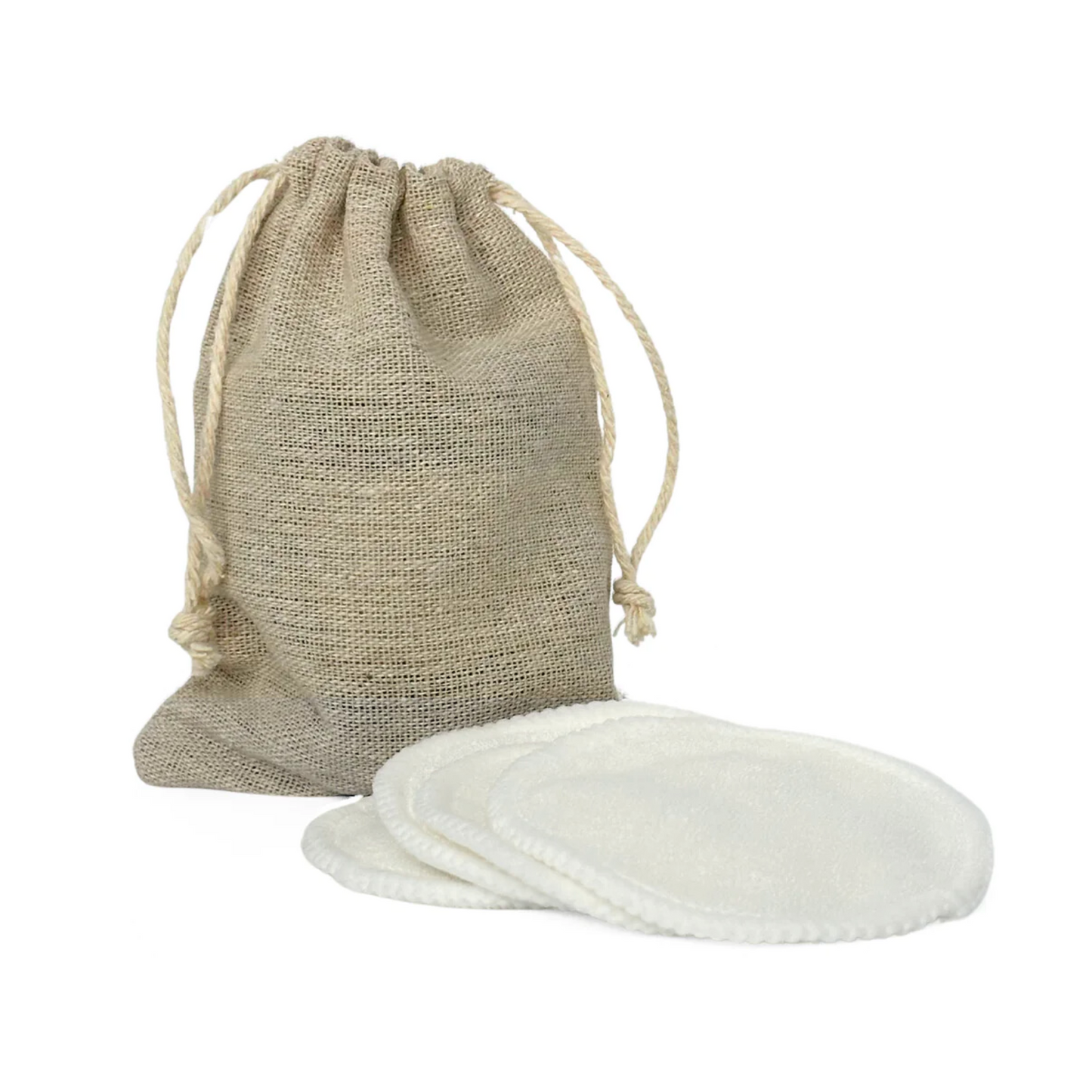 5-pk gjenbrukbare bambuspads med pose