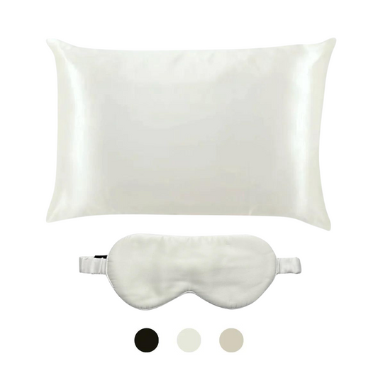 Sett med silkeputetrekk og sovemaske 100% mulberry silke
